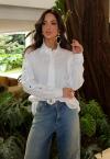 CAMISA FEMININA C/ RECORTE OFF WHITE PERFECT WAY