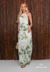 Perfect Way - VESTIDO LONGO FEMININO ESTAMPADO OFF WHITE COM VERDE