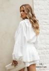 TRIJUNTO FEMININO CHEMISE OVER + TOP + MINI SAIA COM PREGAS  OFF WHITE PERFECT WAY