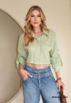 CAMISA CROPPED OVER FEMININA matcha PERFECT WAY