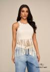 Perfect Way - CROPPED FEMININO COM FRANJAS OFF WHITE