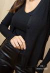 CONJUNTO FEMININO TRICO  CARDIGAN  + REGATA PRETO PERFECT WAY