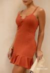 VESTIDO FEMININO COM DETALHES TERRACOTA PERFECT WAY