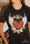 T-SHIRT FEMININA ESTAMPADA PRETO PERFECT WAY