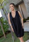 VESTIDO CURTO  COM SOBREPOSIÇÃO FIXA DEGAGÊ FEMININO PRETO PERFECT WAY