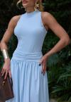 BODY GOLA ALTA , ZIPER COSTAS FEMININO AZUL CLARO PERFECT WAY