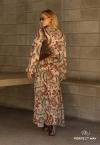 VESTIDO MAXI MIDI FEMININO ESTAMPADO CRU C/ MARROM PERFECT WAY