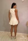 CONJUNTO FEMININO COLETE + SHORTS SAIA DE PREGAS CRU PERFECT WAY