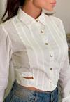 CAMISA CROPPED C/ GALÃO FEMININA amarelo PERFECT WAY