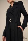 TRENCH COAT SARJA C/ CINTO FIVELA METAL  FEMININO PRETO PERFECT WAY