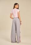 T-SHIRT C/ MANGA RAGLAN DET GALOES FEMININA CINZA c/ ROSA PERFECT WAY