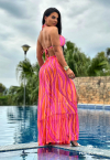 SAÍDA DE PRAIA SAIA LONGA ESTAMPADA  LARANJA / PINK PERFECT WAY