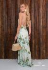 VESTIDO LONGO FEMININO ESTAMPADO OFF WHITE COM VERDE PERFECT WAY