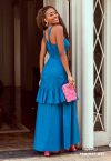 VESTIDO MIDI C/ BORDADO INDUSTRIAL   AZUL PETROLEO PERFECT WAY