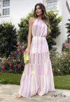 CONJUNTO BLUSA mais SAIA LONGA ESTAMPADA AMARELO / LILAS PERFECT WAY