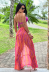 SAÍDA DE PRAIA SAIA LONGA ESTAMPADA  LARANJA / PINK PERFECT WAY