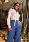 CAMISA FEMININA COM GOLA RUFF OFF WHITE PERFECT WAY