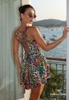 VESTIDO CURTO FEMININO PRETO COM AMARELO PERFECT WAY