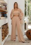CONJUNTO FEMININO BLAZER + CROPPED COM METAL NUDE PERFECT WAY