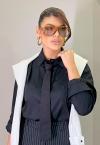 CAMISA C/ ACESSORIO GRAVATA BORD INDUSTRIAL FEMININA PRETO PERFECT WAY