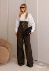 Perfect Way - CONJUNTO FEMININO CAMISA + CALÇA C/ CINTO OFF WHITE C/ VERDE MILITAR