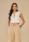 CAMISA CROPPED SEM  MANGA OFF WHITE PERFECT WAY