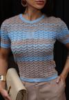 BLUSA  TRICOT FEMININA azul c/ fendi PERFECT WAY