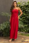 VESTIDO FEMININO MAXI MIDI S/ ALÇA VERMELHO. PERFECT WAY