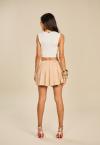 SHORTS SAIA CINTURA BAIXA SEM COS C/ PREGAS BEGE PERFECT WAY