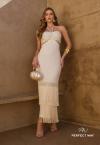VESTIDO MAXI MIDI FEMININO COM BORDADO MANUAL NATURAL com lurex dourado PERFECT WAY