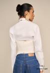 CROPPED  SEM ALÇA FRENTE ILHOS FEMININO OFF WHITE PERFECT WAY