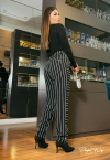 CALÇA ALFAIATARIA PRETO COM LISTRA PERFECT WAY