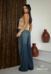 CALÇA FEMININA WIDE LEG JEANS JEANS ESTONADO PERFECT WAY