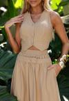 COLETE DEC V C/ ABERTURAS COSTAS FEMININO BEGE PERFECT WAY