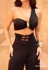 TOP FEMININO UM OMBRO SÓ PRETO PERFECT WAY