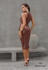 VESTIDO MIDI FEMININO COM DRAPEADO E ABERTURA cacau PERFECT WAY