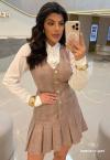 VESTIDO FEMININO CURTO C/ PREGAS MARROM PERFECT WAY