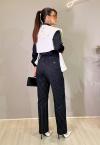 CAMISA C/ ACESSORIO GRAVATA BORD INDUSTRIAL FEMININA PRETO PERFECT WAY