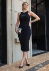 VESTIDO MIDI DRAPEADO  PRETO PERFECT WAY