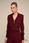 BLAZER CROPPED C/ COLETE FIXO E METAIS INTERNO FEMININO BURGUNDY PERFECT WAY
