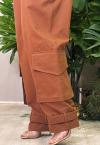 CALÇA BALLOON FEMININA COM BOLSO CARGO FERRUGEM PERFECT WAY