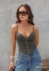 CORPETE COM COLCHETES FEMININO VERDE MILITAR PERFECT WAY