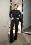 BLUSA CROPPED BORD INDUSTRIAL MALHA TRICO GALOES MANGAS  FEMININO PRETO PERFECT WAY