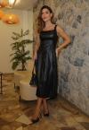 VESTIDO MIDI DE COURO PU C/ BOJO FEMININO PRETO PERFECT WAY