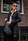 SHORTS SAIA COURO (PU) EMININO PRETO PERFECT WAY