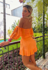 VESTIDO CURTO C/ BORDADO INDUSTRIAL LARANJA PERFECT WAY
