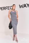 VESTIDO JUSTO MIDI CINZA PERFECT WAY