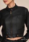 JAQUETA EM COURO SINTETICO  (PU) FEMININA PRETO PERFECT WAY