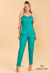 CONJUNTO FEMININO BLUSA + CALÇA SLIM VERDE PERFECT WAY