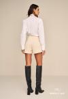 SHORTS BORD INDUSTRIAL  MALHA TRICO COS ALTO FEMININO CRU PERFECT WAY